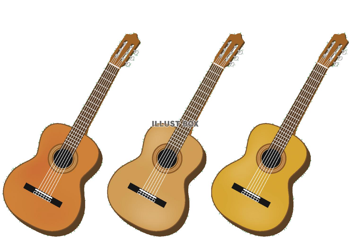 無料イラスト ３本のクラシックギター