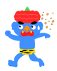 節分豆から逃げる青鬼　透過png