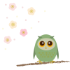 ミミズクと梅（PNG）