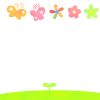 チョウチョと花と双葉のフレーム　透過png