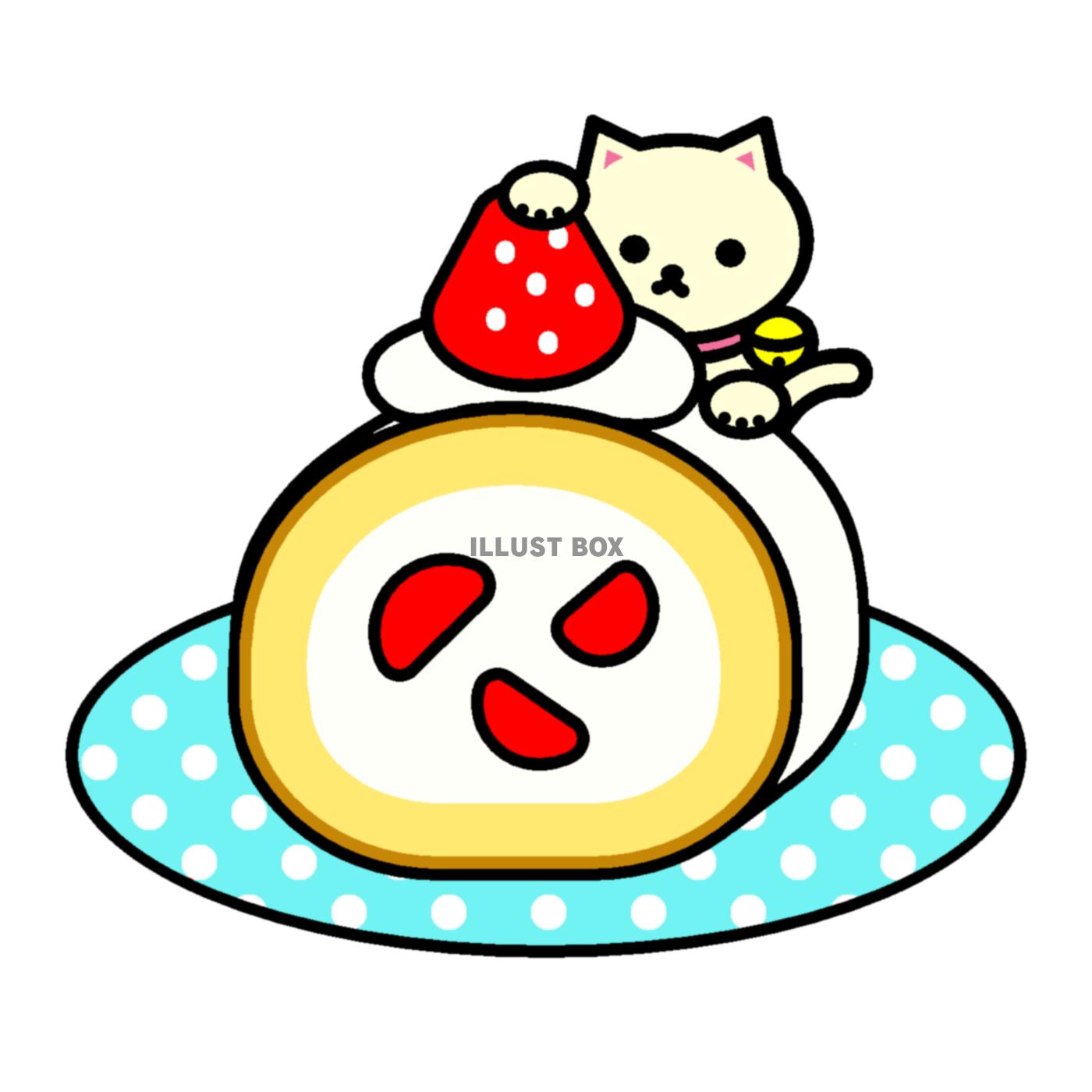 しろねこいちごロールケーキ