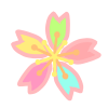 カラフルな桜の花　透過png