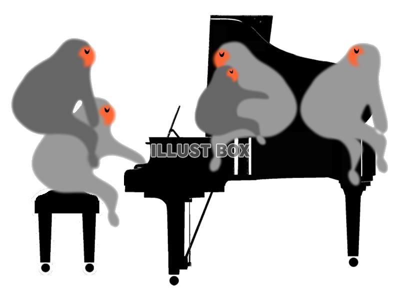 さるとピアノ5・背景透過処理画像