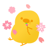 花見をして団子を食べているひよこ　透過png