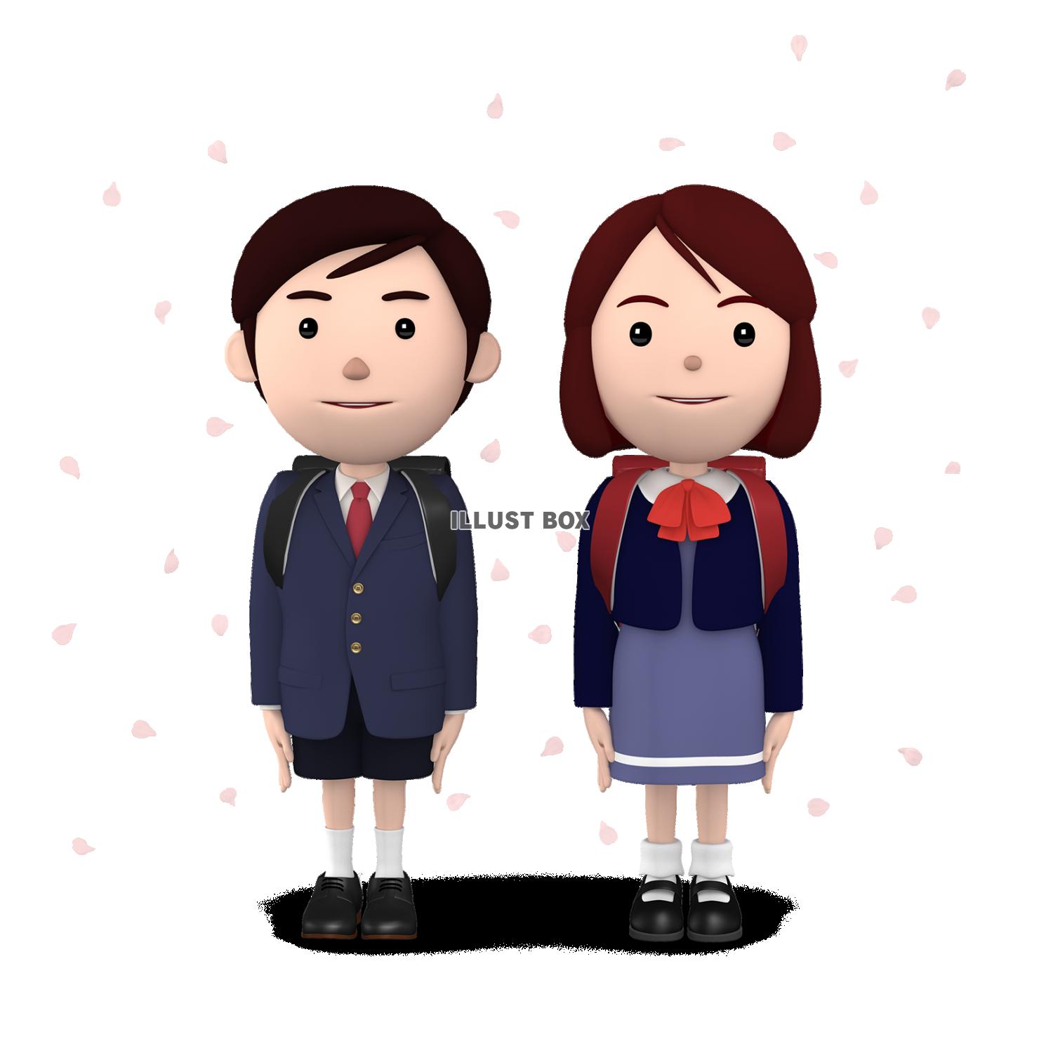 小学生 入学式の男の子と女の子01