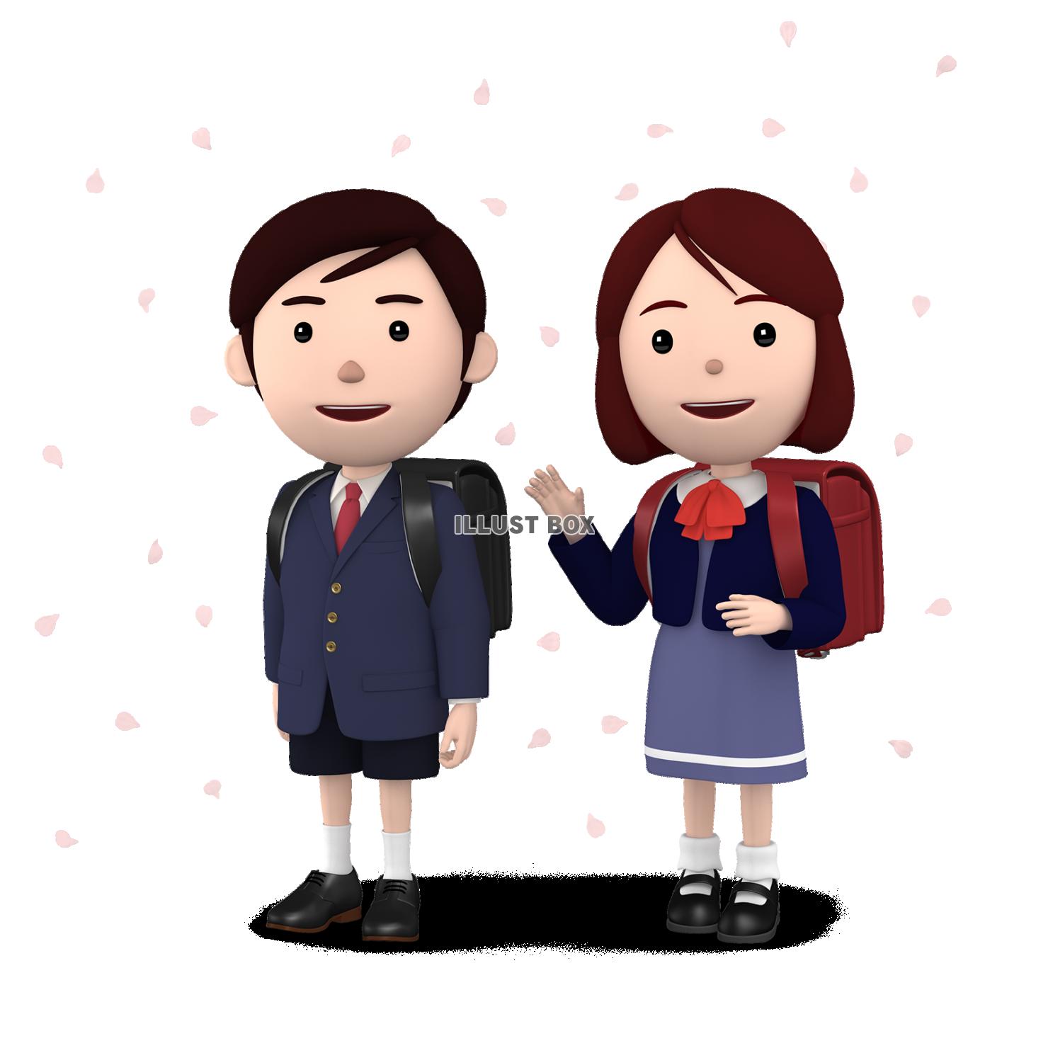 小学生 入学式の男の子と女の子02