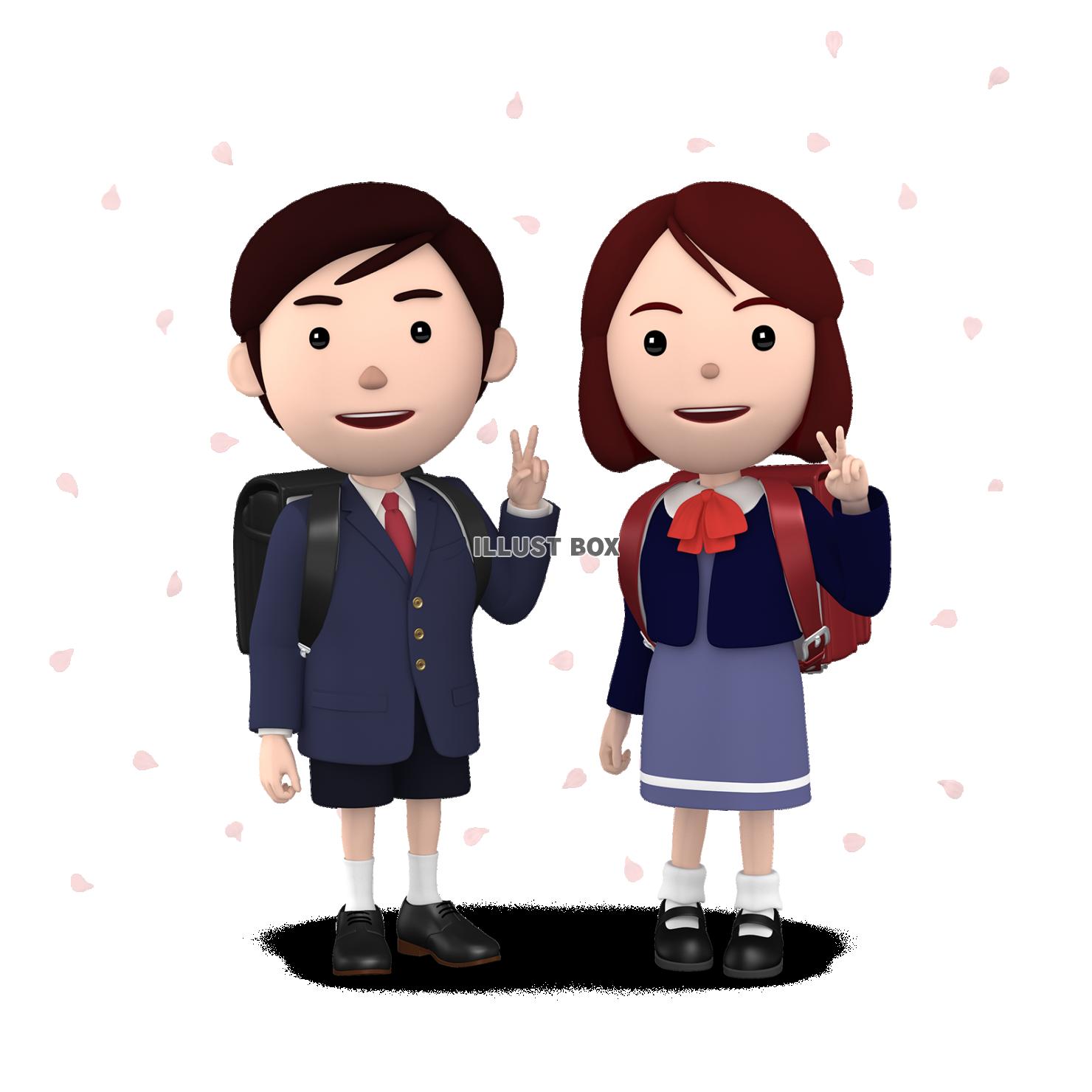 小学生 入学式の男の子と女の子03