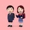 小学生 入学式の男の子と女の子02ピンク