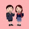 小学生 入学式の男の子と女の子03ピンク