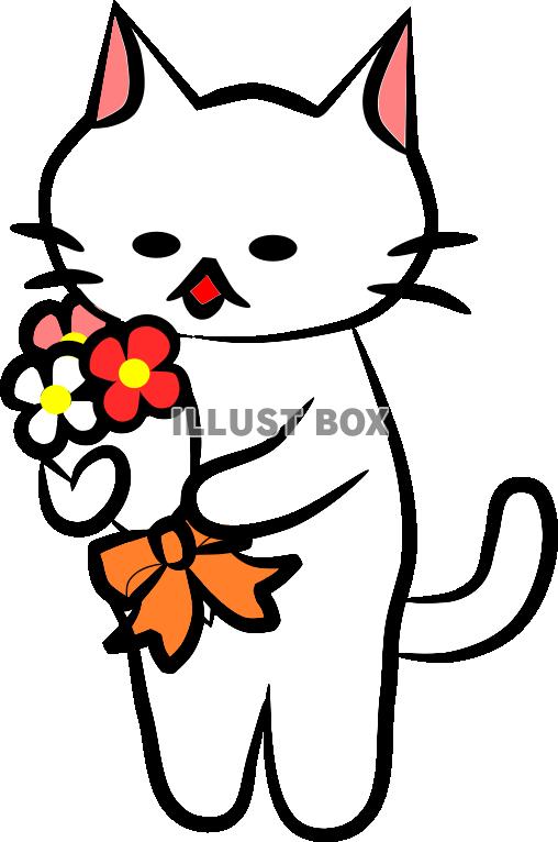 にゃんこさんの花束贈呈【PNG】