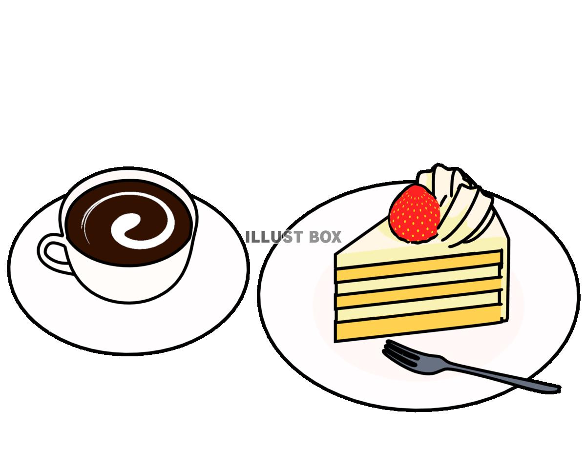 無料イラスト コーヒーとケーキ