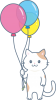 ふうせんとねこのイラスト(png透過素材)