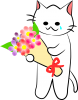にゃんこさんと花束ほろり【PNG】