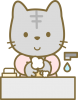 手を洗っているにゃんこ（透過PNG)