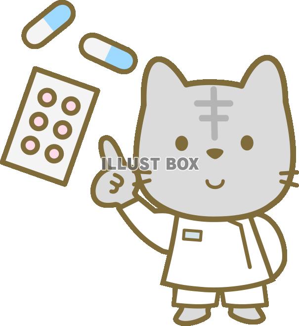 薬剤師のにゃんこ（透過PNG)