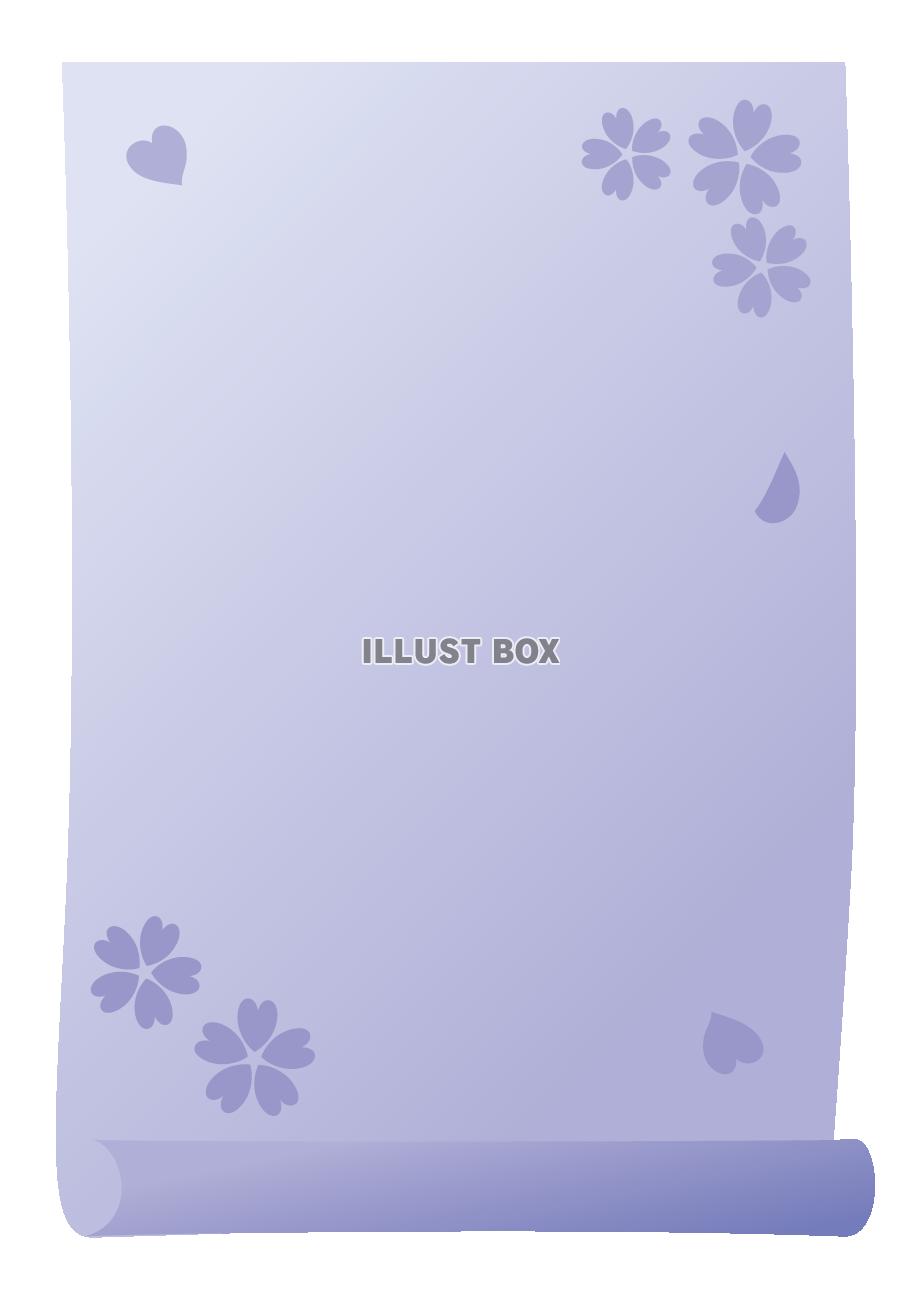 無料イラスト 和風桜フレーム縦 紫