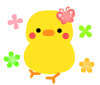 蝶がとまったひよこ　透過png