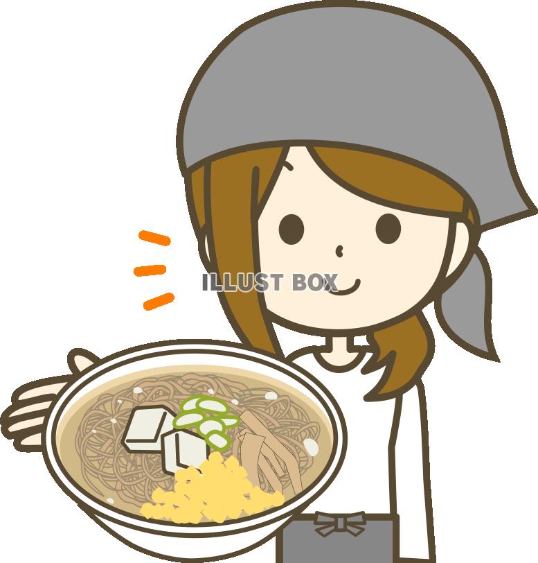 ラーメン店の女性店員(透過PNG)