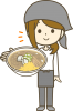 ラーメン店の女性店員(透過PNG)２