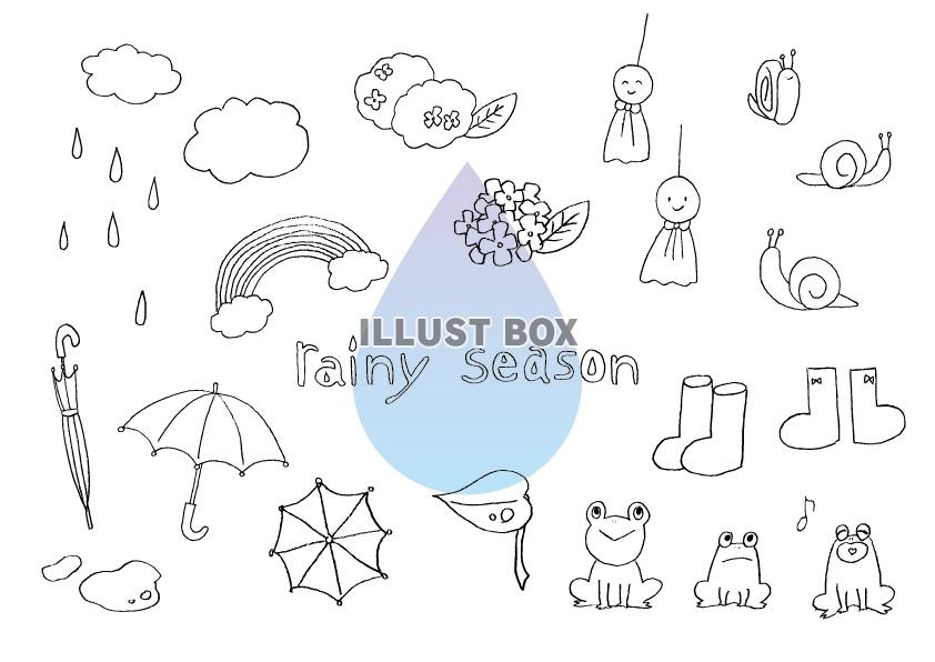 無料イラスト 手書き梅雨イラストセット