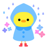 レインコートを着ているひよこ　透過png