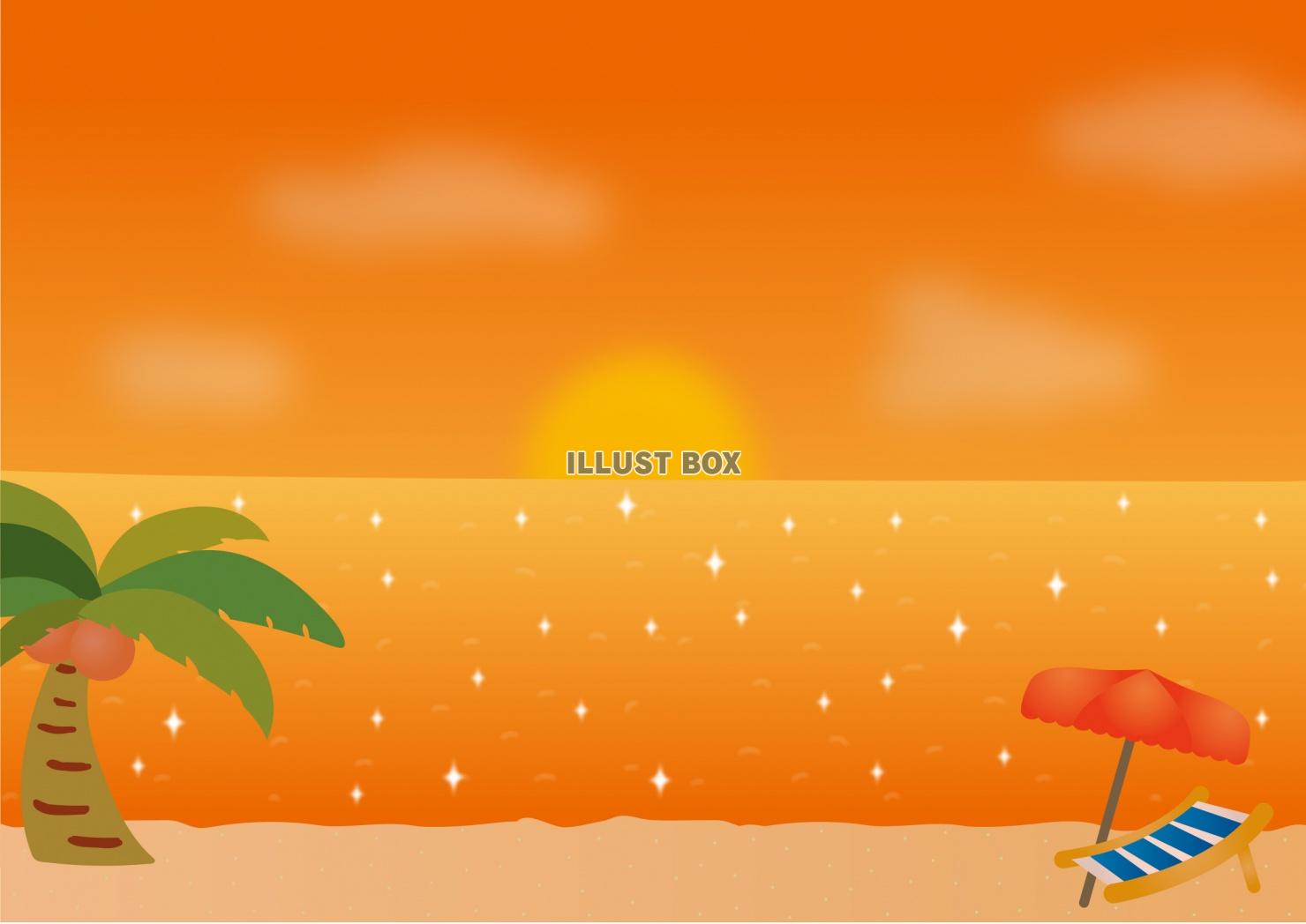 夏の海イメージ夕日ヨコ型