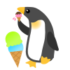 アイスを食べるペンギン　透過png