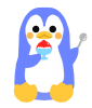 かき氷を食べるペンギン　透過png