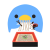 ソバを食べるペンギン　透過png