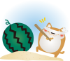 柴犬スイカ割り