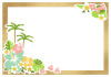 南国植物と木枠　透過PNG