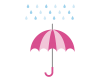 ピンクの傘と雨　透過PNGとEPSデータ