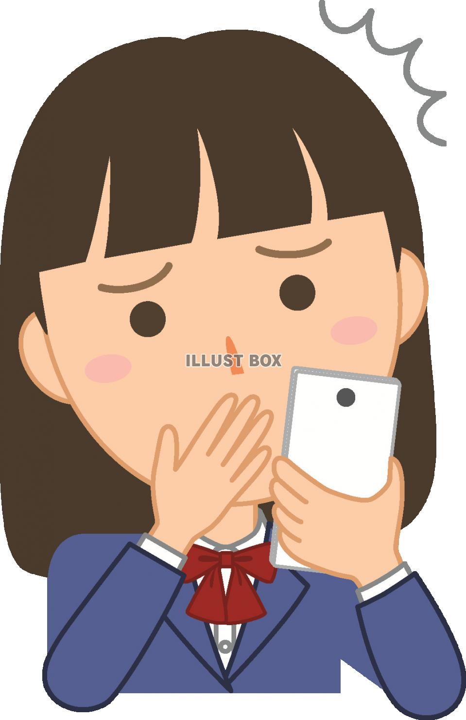 無料イラスト 学生表情 女の子 スマホ