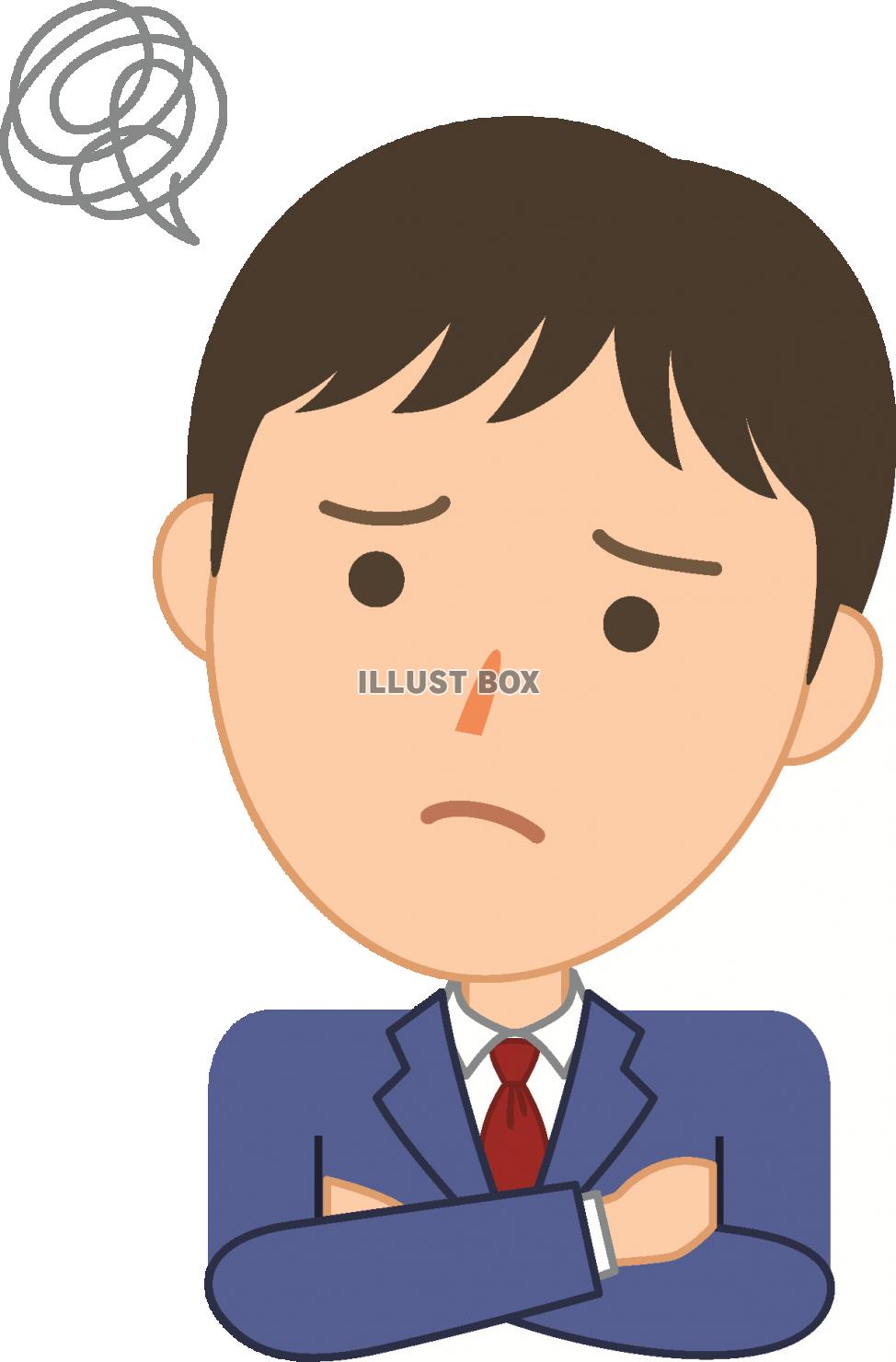 学生表情（男の子・悩む２）