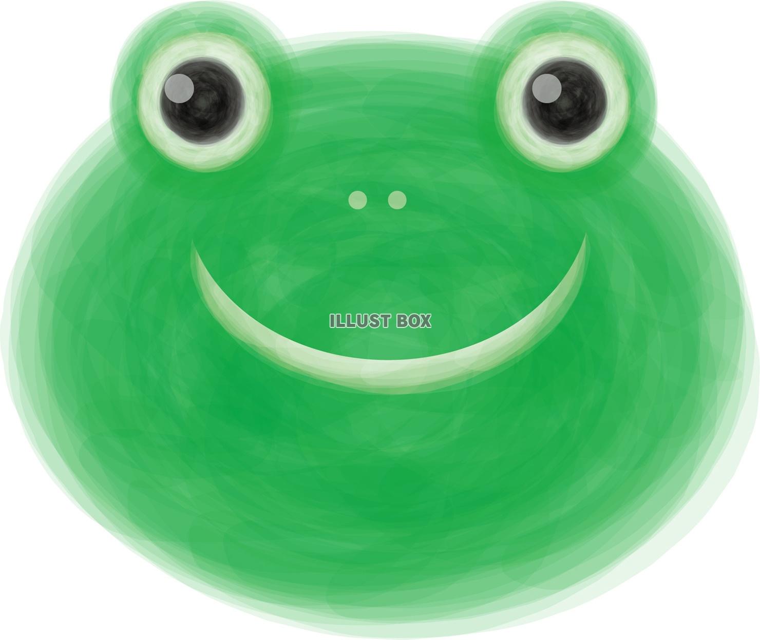 無料イラスト 梅雨6月満面の笑みかえるカエルのキャラクター蛙手書き