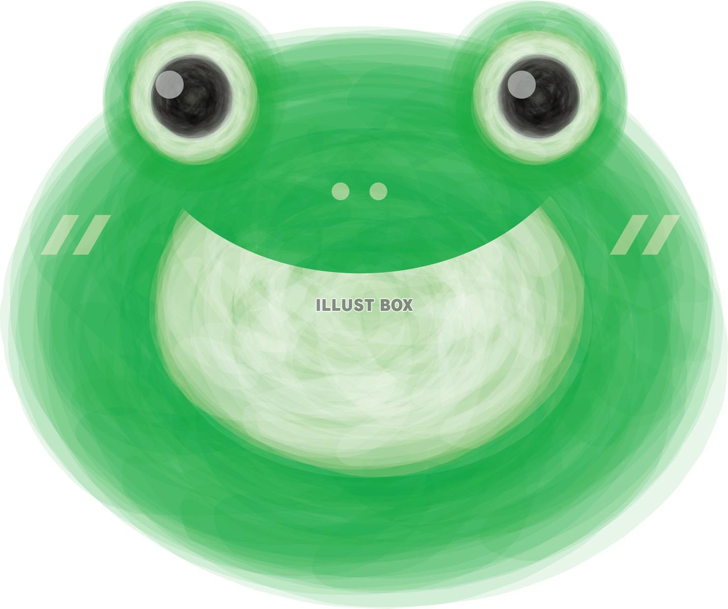 無料イラスト 梅雨6月満面の笑みかえるカエルのキャラクター蛙手書き手描きて