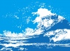 波飛沫海面サーフィン和風和柄迫力背景素材紺かっこいい７月真夏ふでうず海鮮夏祭水色