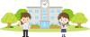 学校と夏服の学生