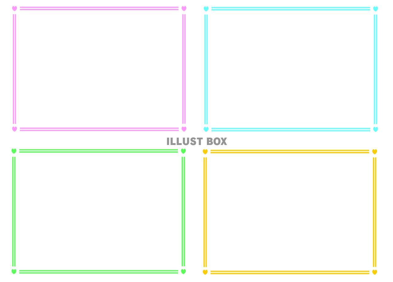 無料イラスト ハートのシンプルフレーム２