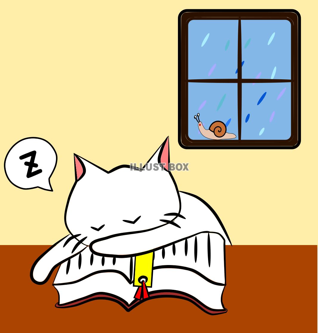 にゃんこさん読書中に居眠り