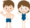 水着の男子と女子