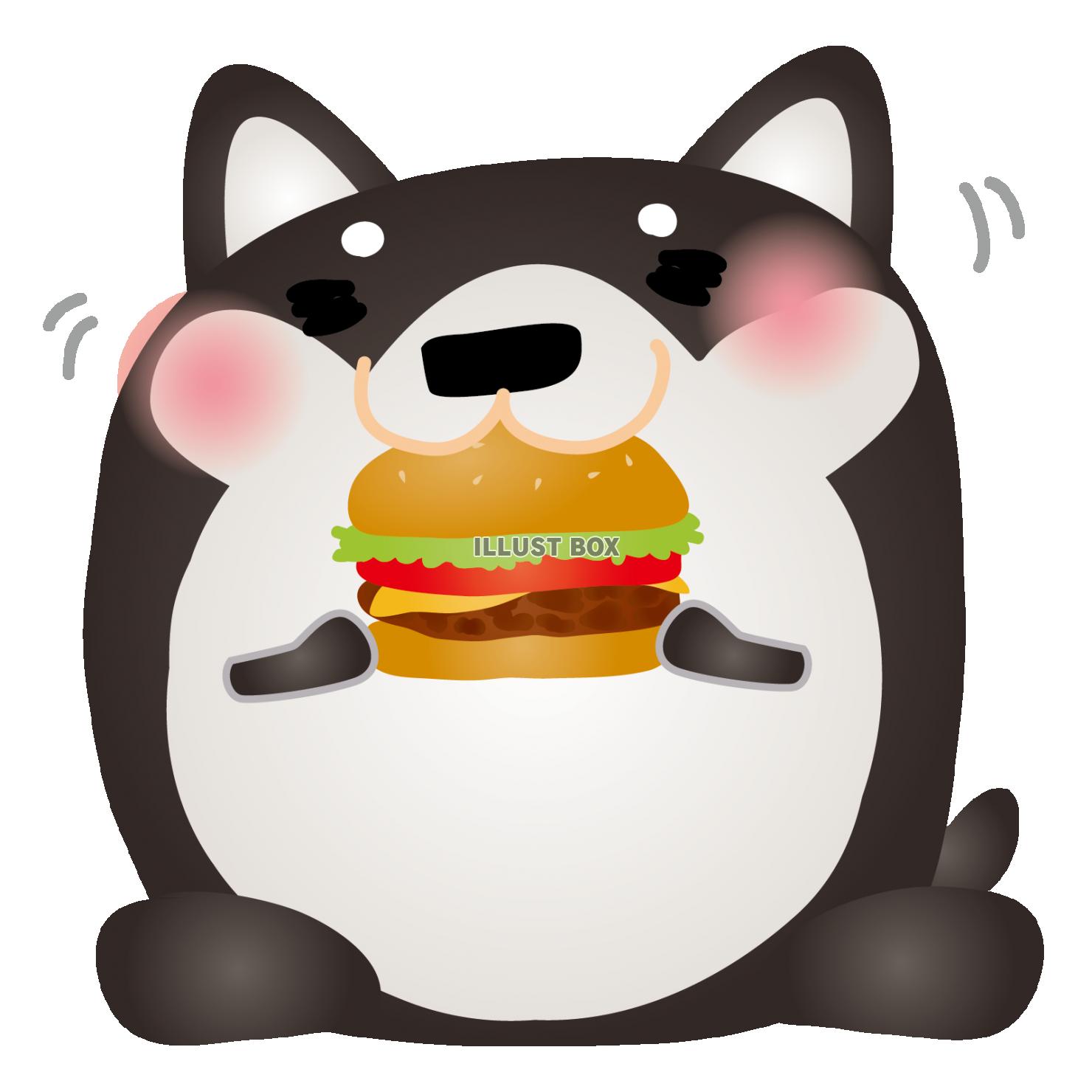 無料イラスト 黒柴ハンバーガー