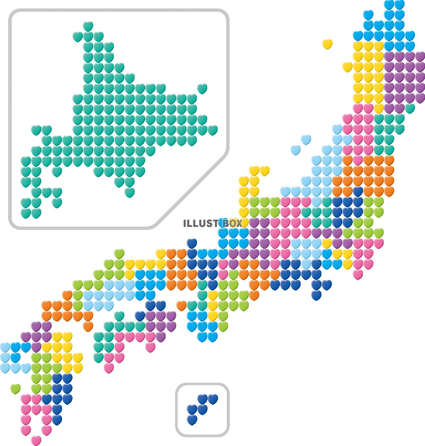 日本地図　ハート