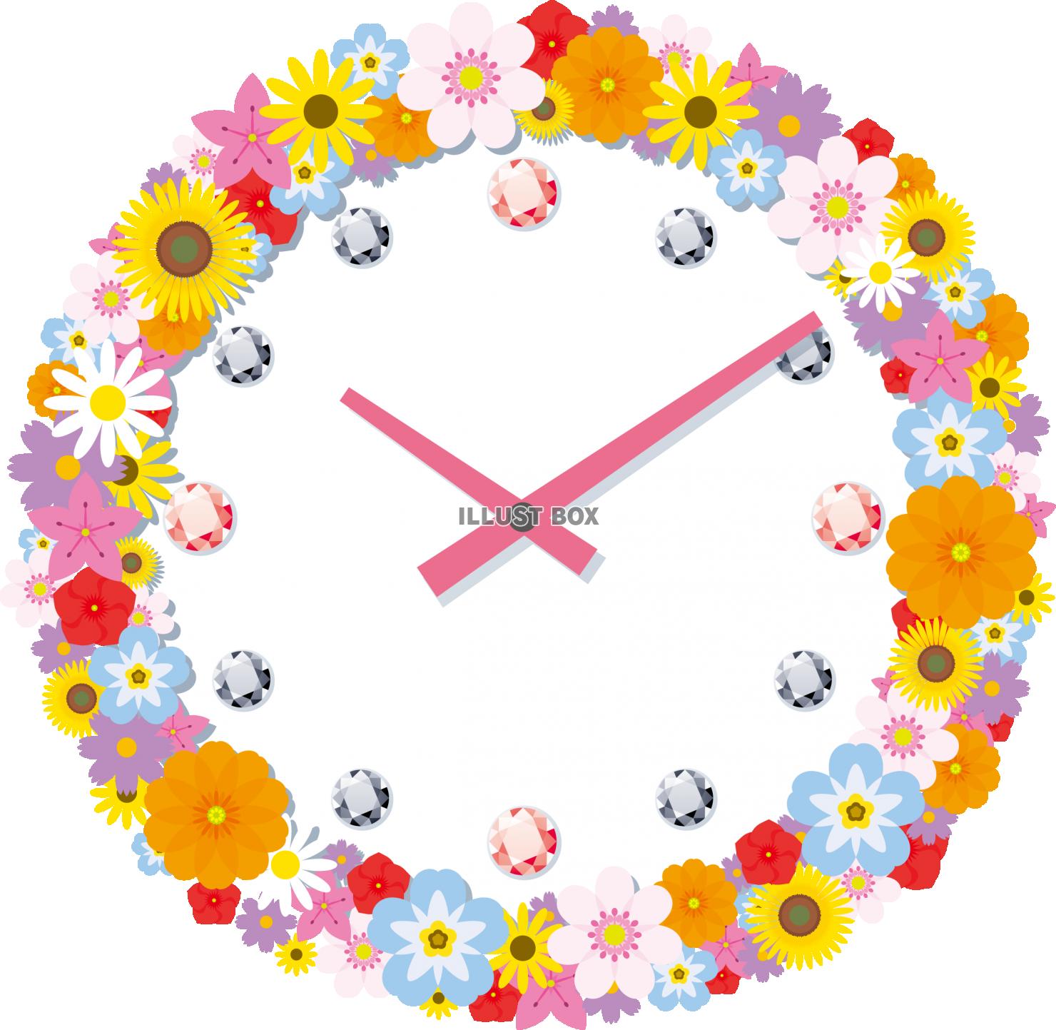 無料イラスト 花の時計