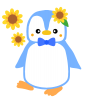 ヒマワリをつけたペンギン　透過png