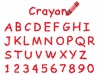 クレヨン手書きフォント　大文字と数字　赤