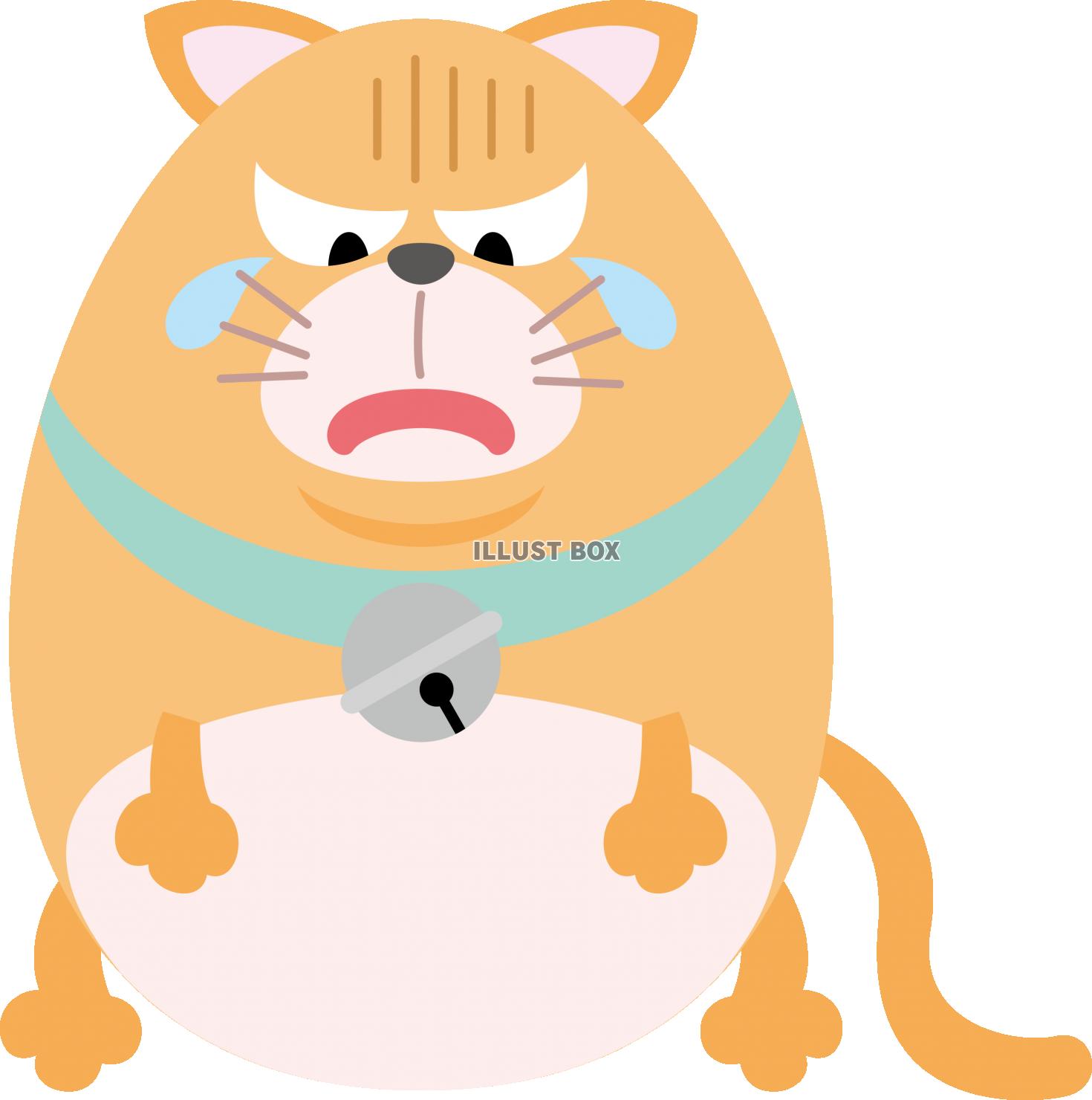 無料イラスト 動物 キャラクター 泣くネコ