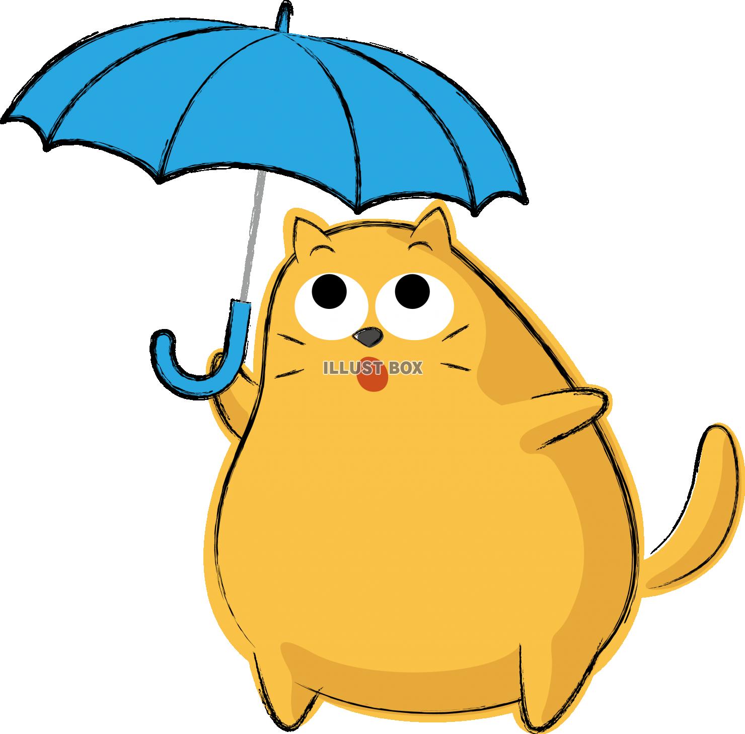 無料イラスト 可愛いネコ キャラクター 傘