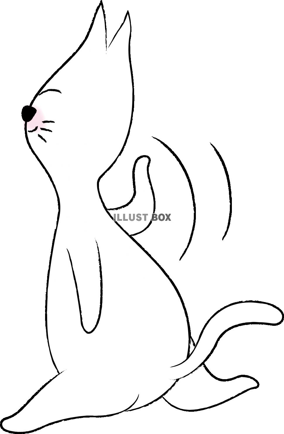 可愛いしろねこ　キャラクター　バイバイ