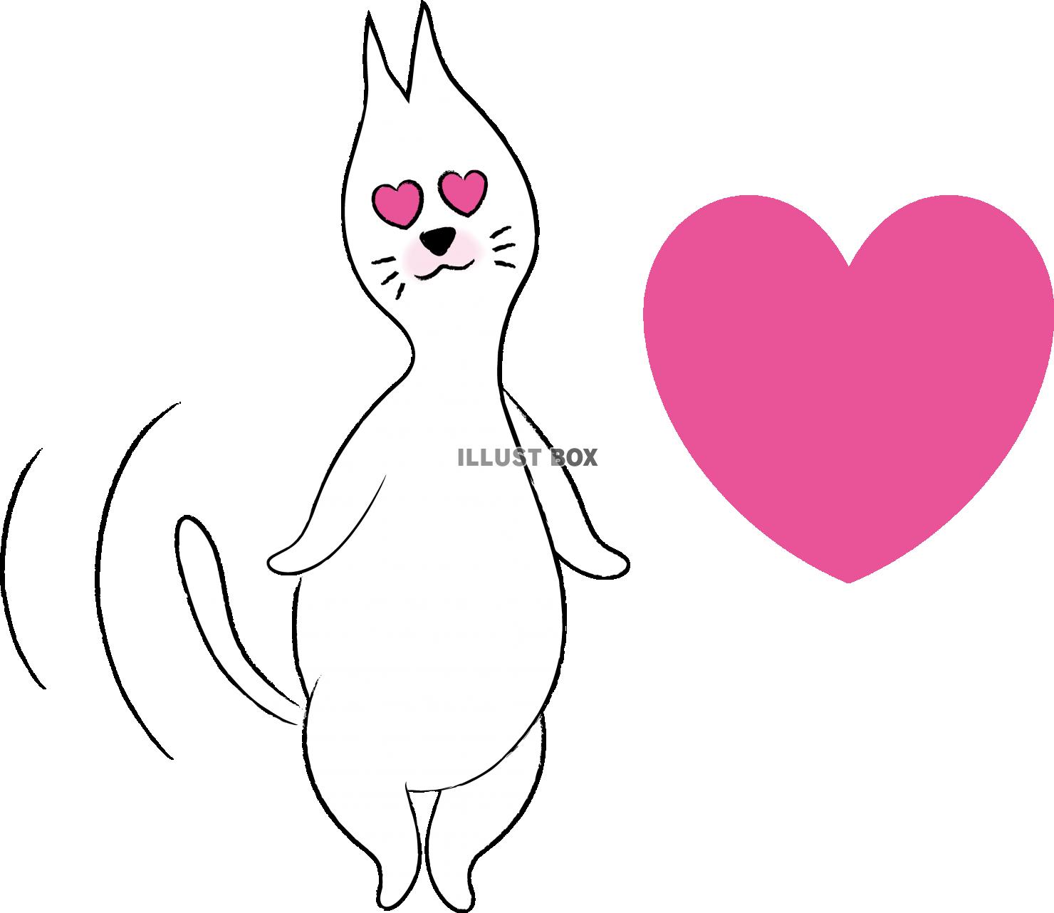 可愛いしろねこ　キャラクター　ハート